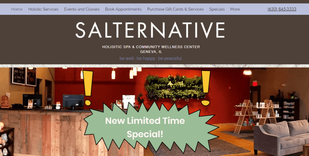Homepage of Salternative Spa website /
Link: https://www.salternativespa.com/