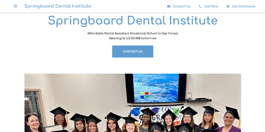 Homepage of Springboard Dental Institute / springboarddentaltraining.com