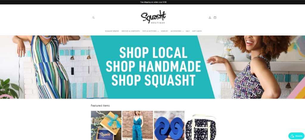 Homepage of Squasht Boutique website 
Link: https://www.squashtboutiquechicago.com/