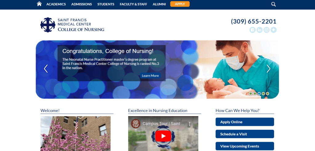 Homepage of St Francis College / osfhealthcare.org