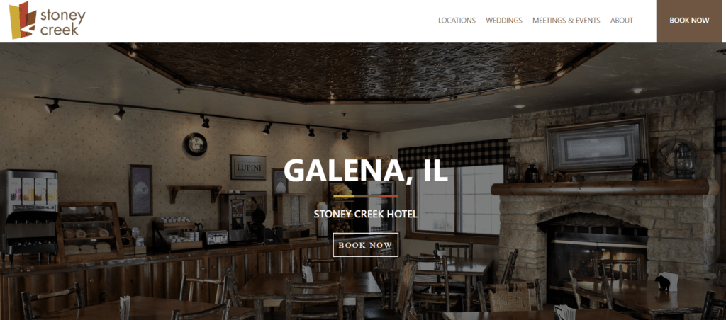 Homepage of Stoney Creek Inn website /
Link: https://www.stoneycreekhotels.com/hotel/galena/