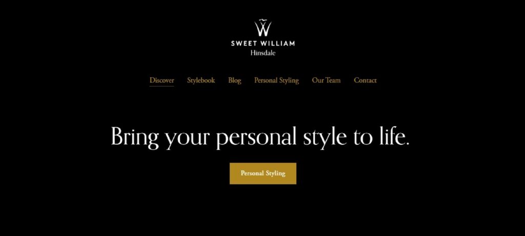 Homepage of Sweet William Boutique website 
Link: https://www.sweetwilliamhinsdale.com/
