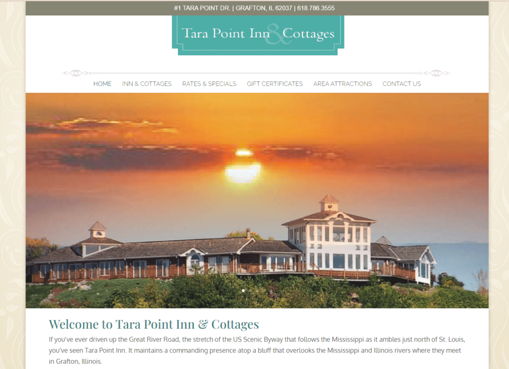 Homepage of Tara Point Inn & Cottages / tarapoint.com
