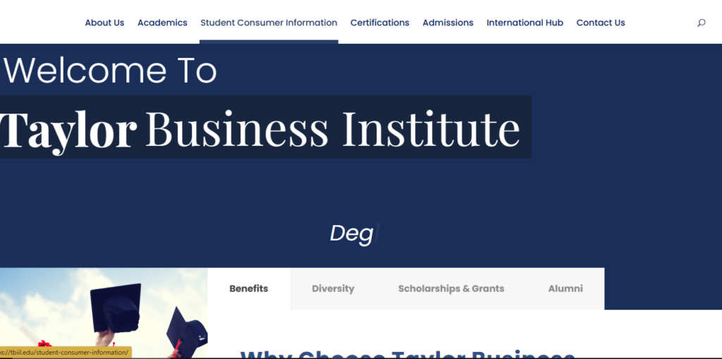 Homepage of Taylor Business Institute / tbiil.edu