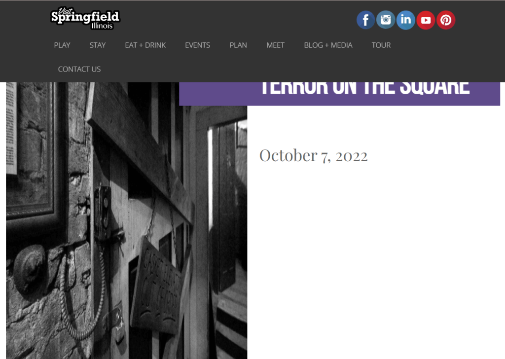 Homepage of Terror on the Square / visitspringfieldillinois.com
