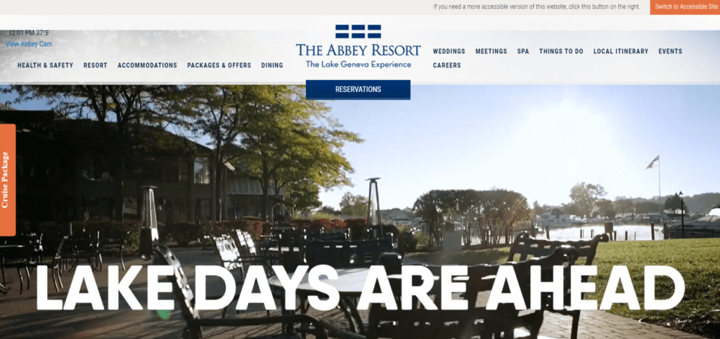 Homepage of The Abbey Resort website /
Link: https://www.theabbeyresort.com/