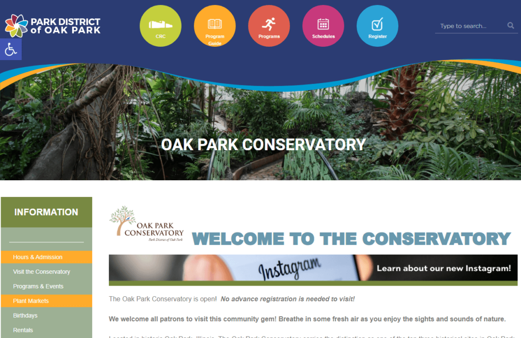 Homepage of The Oak Park Conservatory / pdop.org
