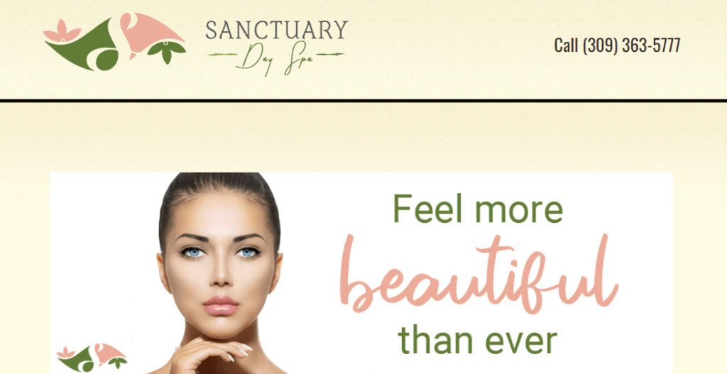 Homepage of Sanctuary Spa website /
Link: http://sanctuarypeoria.com/