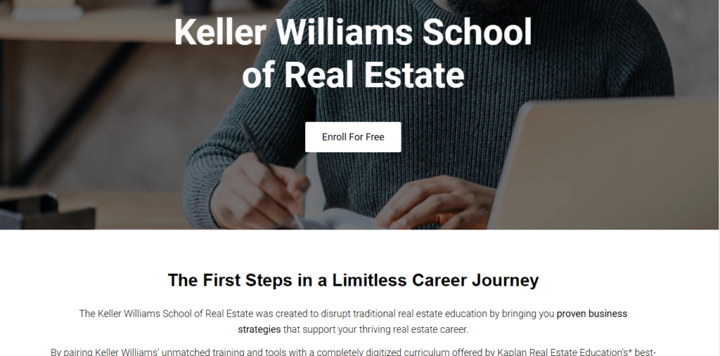 Homepage of The Keller Williams Real Estate / mykwrealestateschool.com