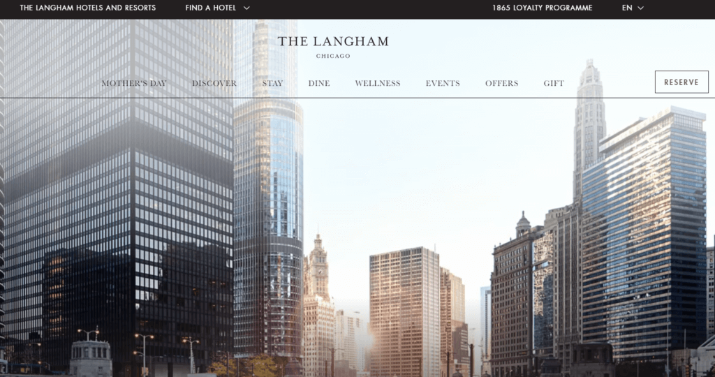 Homepage of Langham Hotel and Resort website /
Link: https://www.langhamhotels.com/en/the-langham/chicago/