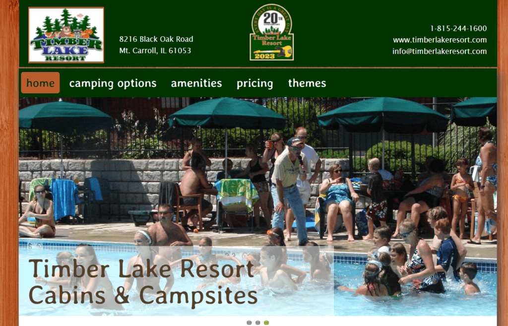 Homepage of Timber Lake Resort website /
Link: http://www.timberlakeresort.com/