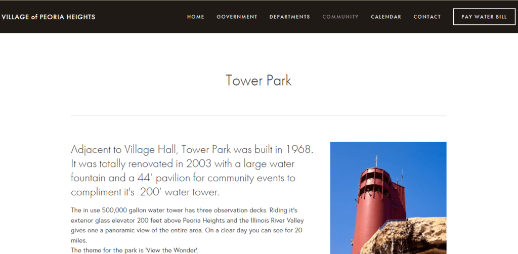 Homepage of Tower Park / peoriaheights.org