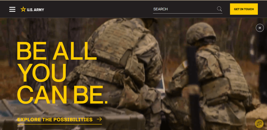 Homepage of U.S Army School / goarmy.com