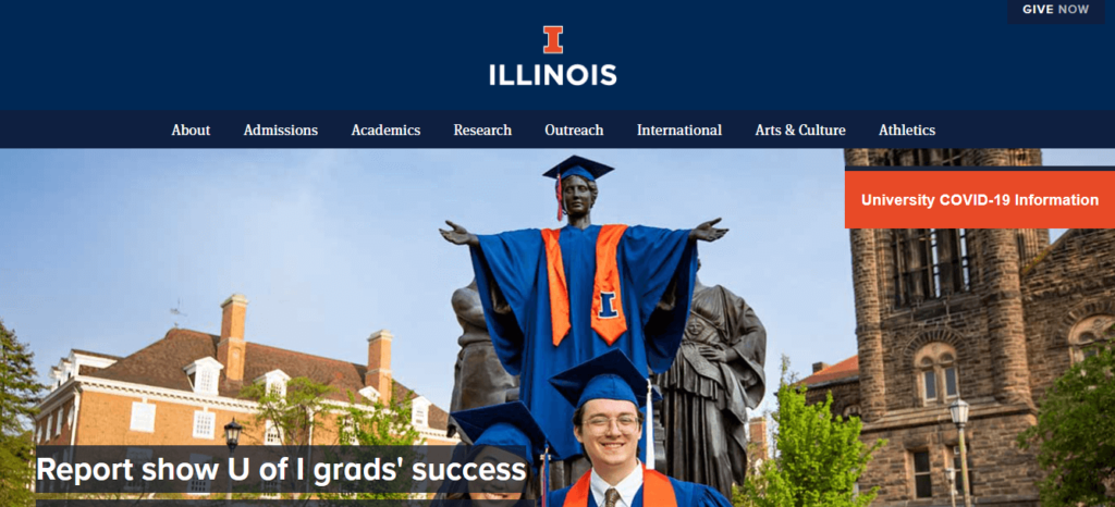 Homepage of University of Illinois Champaign / illinois.edu