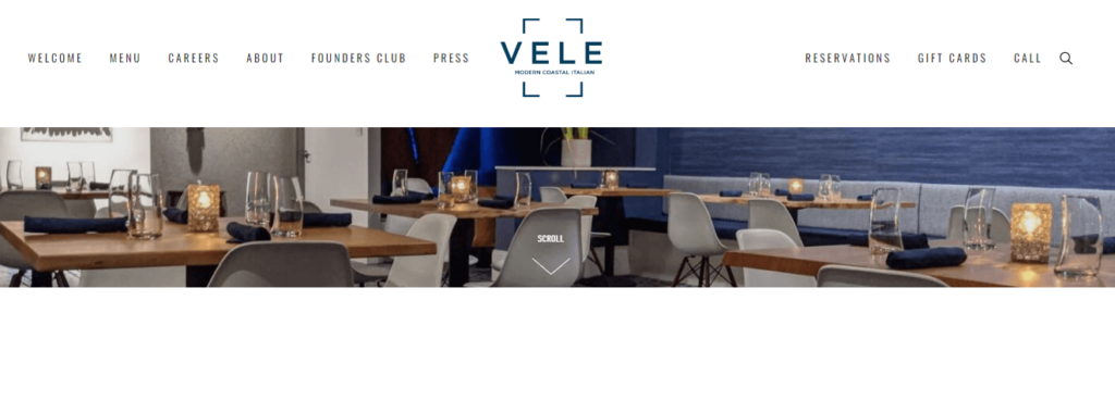 Homepage of VELE website /
Link: https://www.velerestaurant.com/