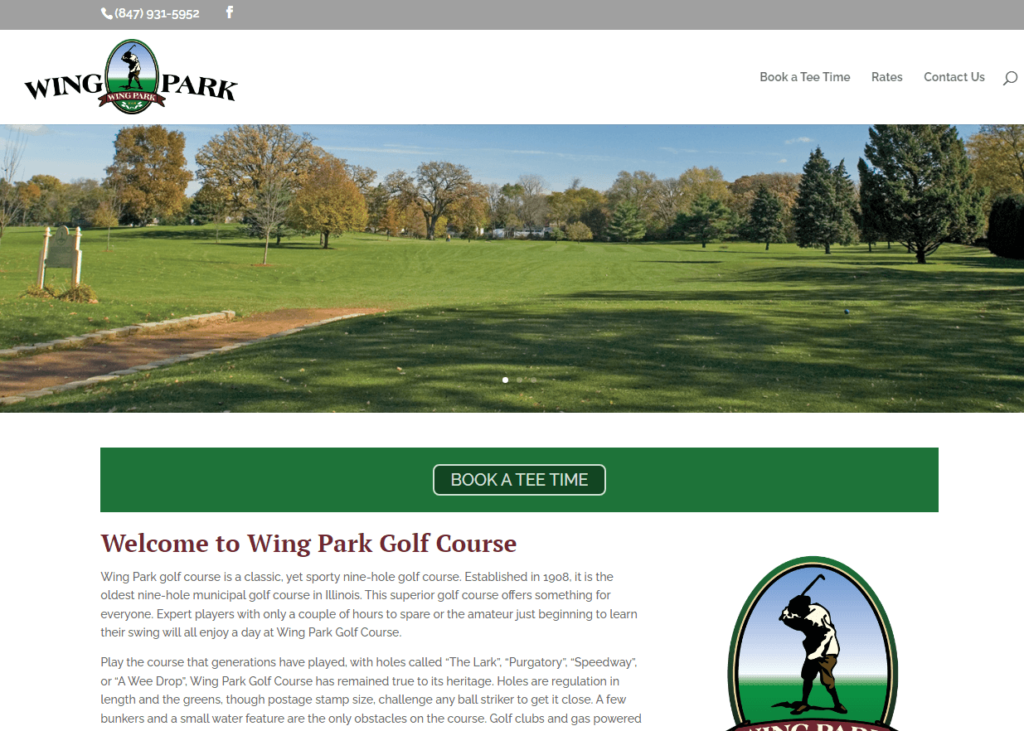 Homepage of Wing Park Golf Course / wingparkgolf.com

