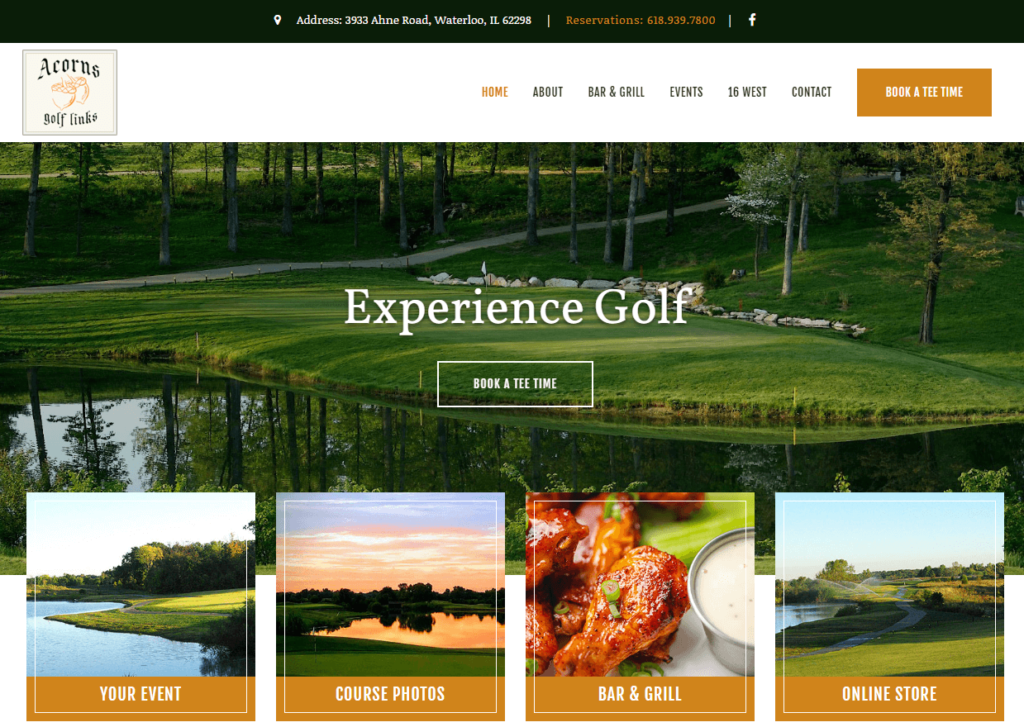 Homepage of Acorns Golf Links / acornsgolf.com

