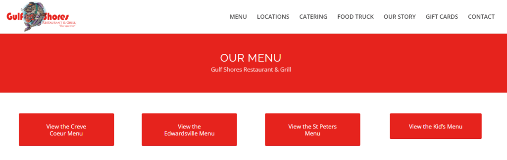 Homepage of Gulf Shores Restaurant and Grill website /
Link: https://www.gulfshoresrestaurantandgrill.com/