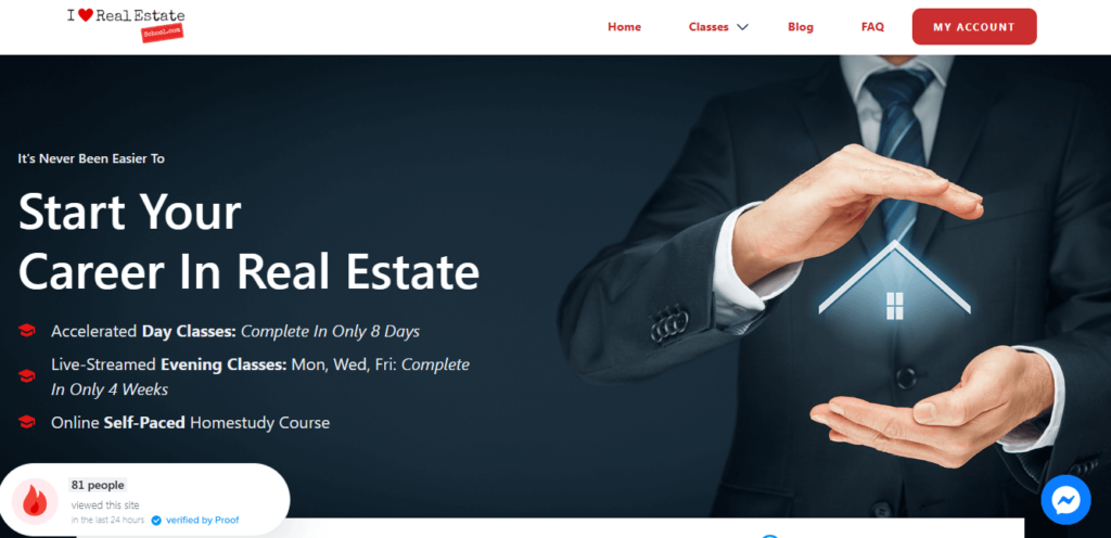 Homepage of I love Real Estate / iloverealestateschool.com