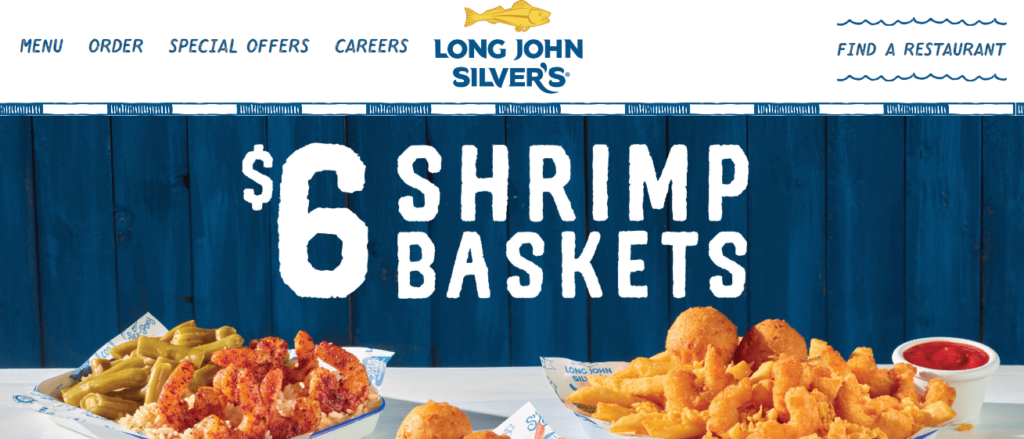 Homepage of Long John's Silvers website /
Link: https://www.ljsilvers.com/
