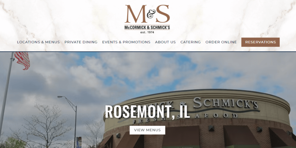 Homepage of McCormick & Schmick's Seafood and Steak website /
Link: https://www.mccormickandschmicks.com/
