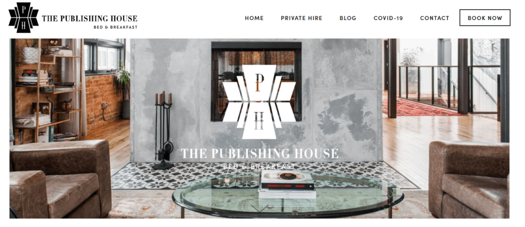 Homepage of the Publishing House website / 
Link: https://publishinghousebnb.com/
