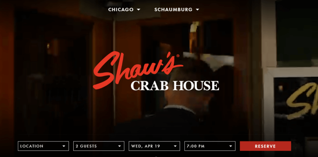 Homepage of Shaw's Crab House website /
Link: https://www.shawscrabhouse.com/