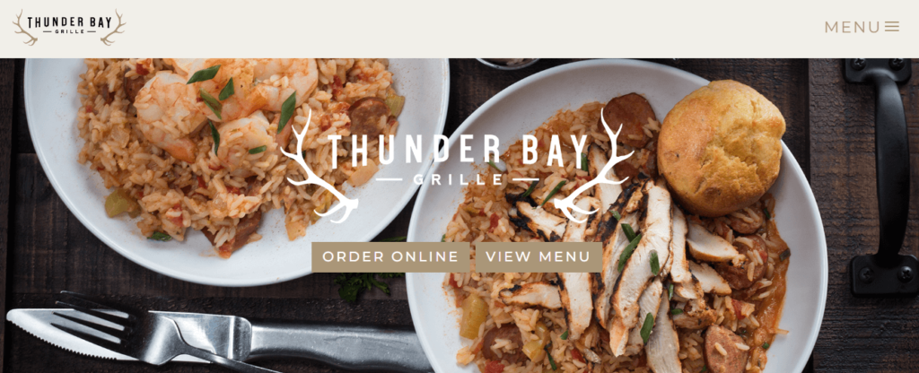 Homepage of Thunder Bay Grille website /
Link: https://thunderbaygrille.com/