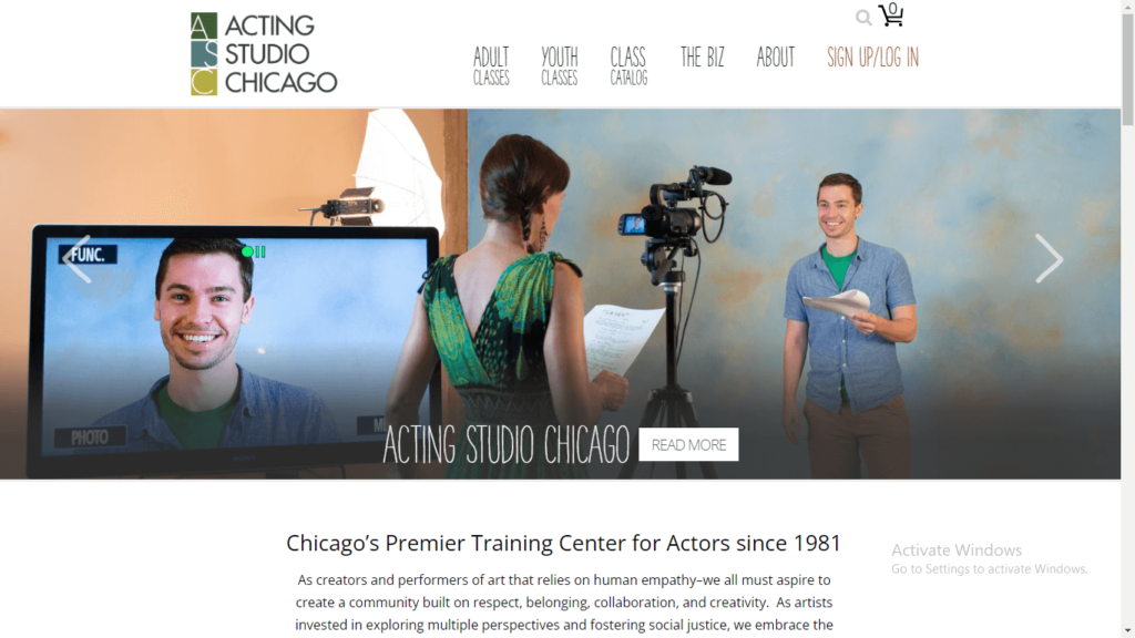 Homepage of Acting Studio Chicago's website / actingstudiochicago.com