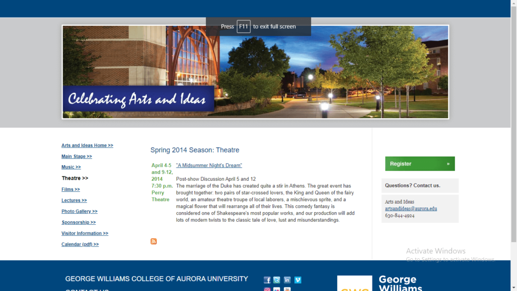 Homepage of Aurora University Perry Theatre / alumni.aurora.edu