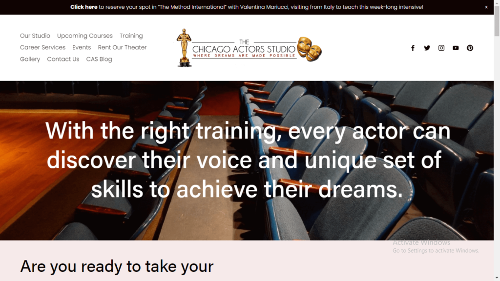 Homepage of Chicago Actors Studio's website / chicagoactorsstudio.net