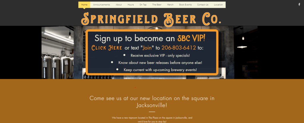 Home page of Springfield Beer Company / spfldbeercompany.com