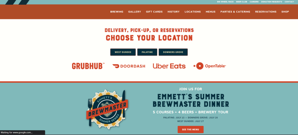 Home page of Emmett's Tavern and Brewing Company / emmettsbrewingco.com