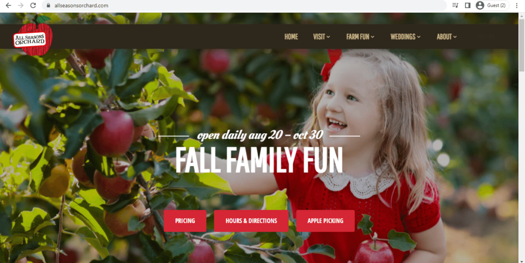 Homepage of All Seasons Orchard 
Link: https://allseasonsorchard.com/