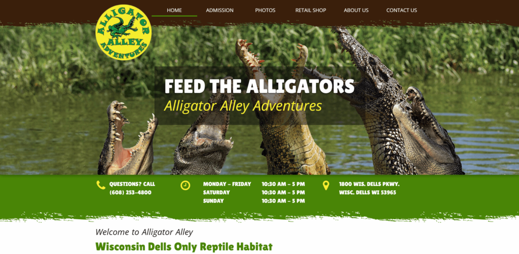Homepage of Alligator Alley Adventures's website / www.alligatoralleyadventures.com