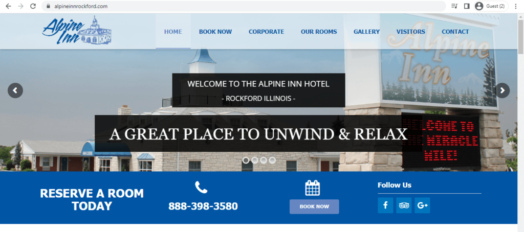 Homepage of Alpine Inn 
Link: https://www.alpineinnrockford.com/