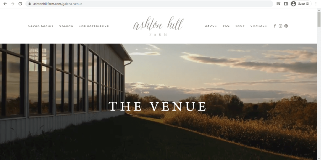 Homepage of Ashton Hill Farm Galena 
Link: https://www.ashtonhillfarm.com/galena-venue