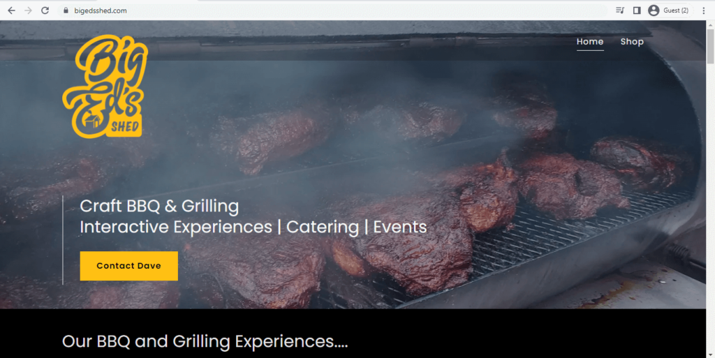 Homepage of Big Ed's Shed BBQ & Grilling 
Link: https://bigedsshed.com/