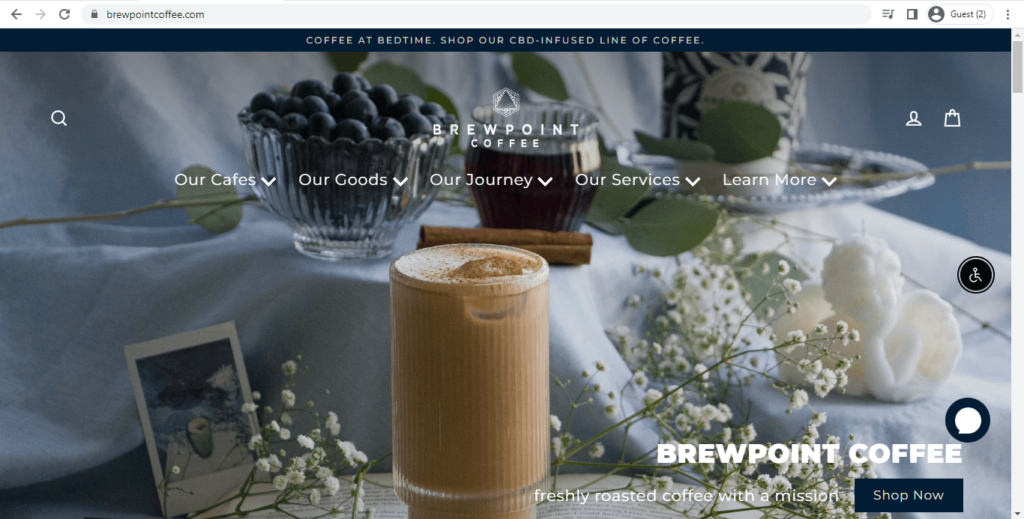 Homepage of Brewpoint Craft Oak Park 
Link: https://brewpointcoffee.com/
