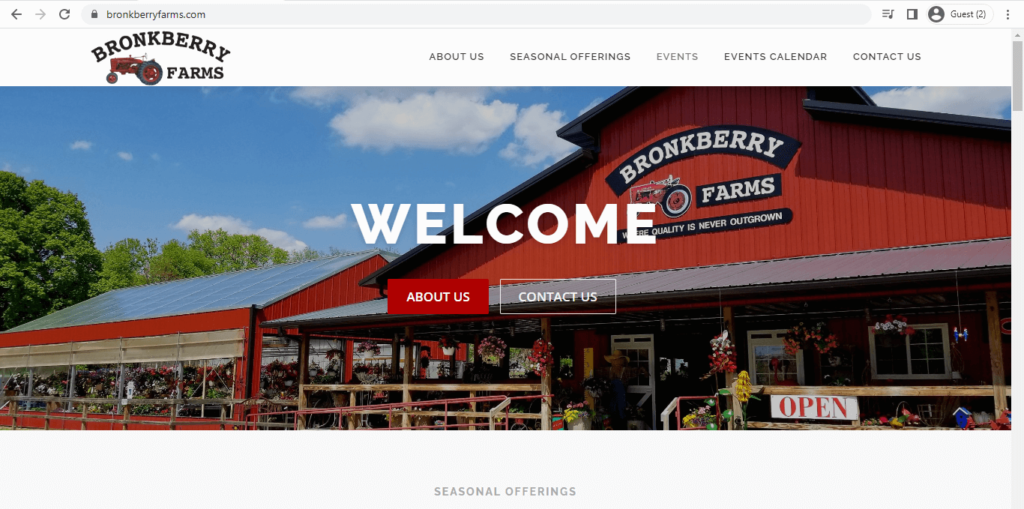 Homepage of Bronkberry Farms & Greenhouse 
Link: bronkberryfarms.com