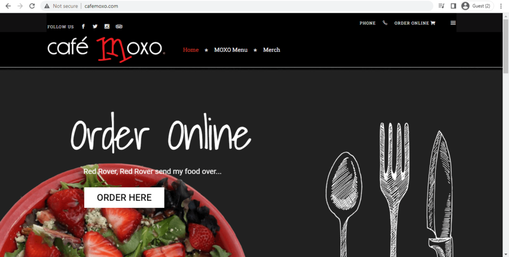 Homepage of Cafe Moxo 
Link: http://cafemoxo.com/