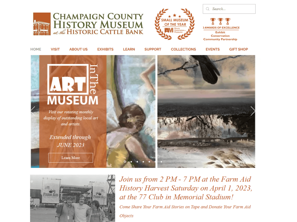 Homepage of Champaign County History Museum's website  www.champaigncountyhistory.org