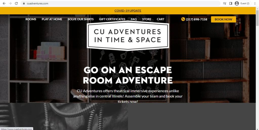 Homepage of Champaign-Urbana Adventures in Time and Space 
Link: https://www.cuadventures.com/
