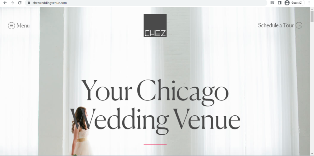 Homepage of Chez Wedding Venue 
Link: https://chezweddingvenue.com/