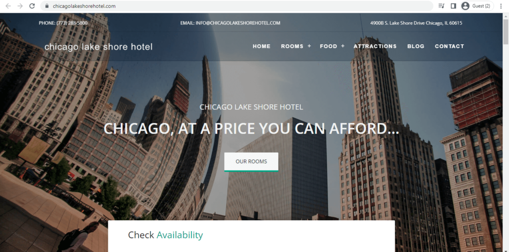 Homepage of Chicago Lake Shore Hotel 
Link: https://www.chicagolakeshorehotel.com/