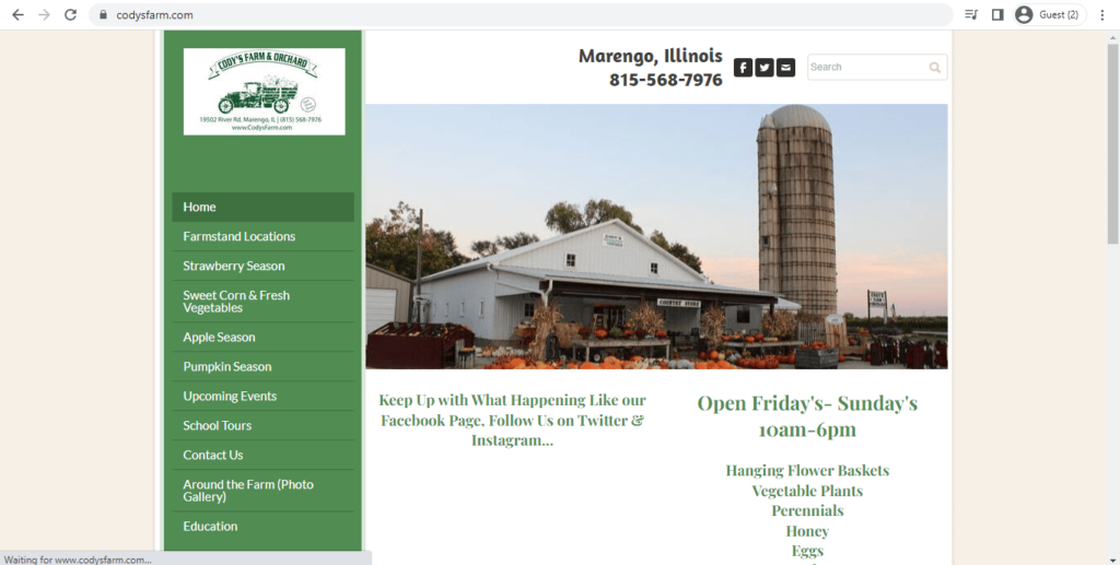 Homepage of Cody's Farm and Orchard
Link: https://www.codysfarm.com/