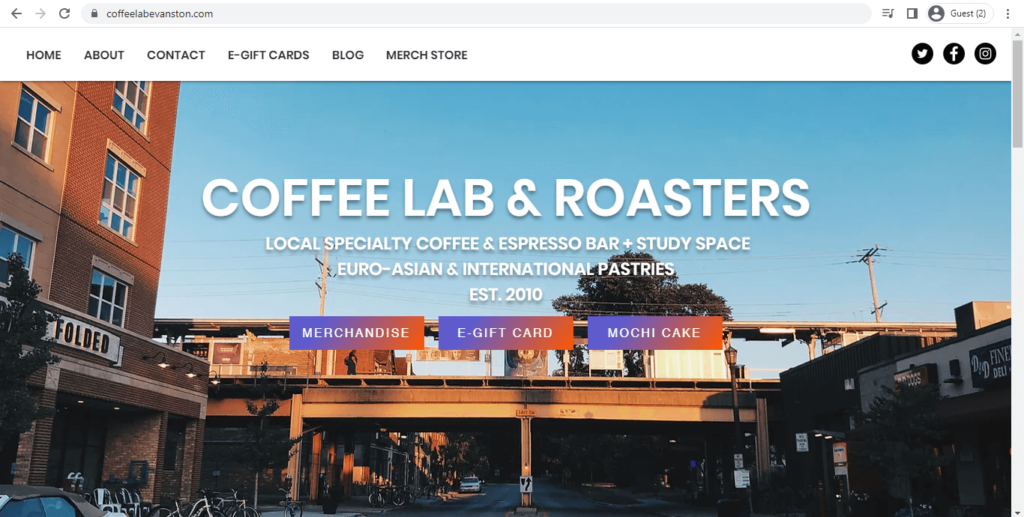 Homepage of Coffee Lab Evanston
Link: https://www.coffeelabevanston.com/