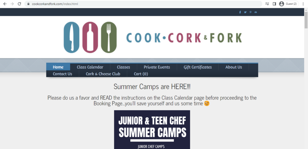 Homepage of Cook, Cork & Fork 
Link: https://cookcorkandfork.com/index.html