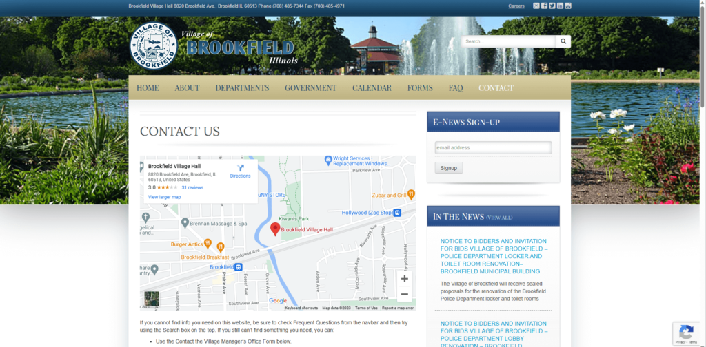 Homepage of Ehlert Park's website / brookfieldil.gov