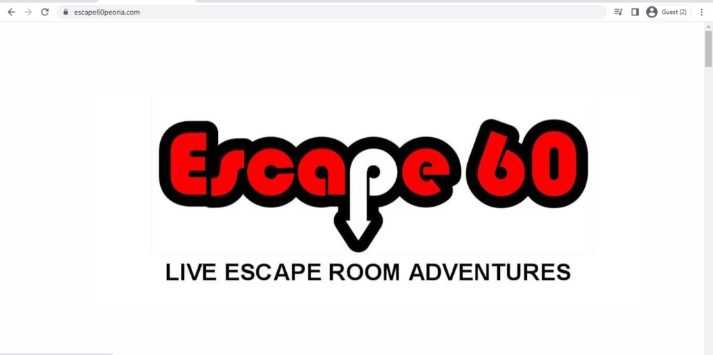 Homepage of Escape 60 - Live Escape Room Adventures 
Link: https://www.escape60peoria.com/